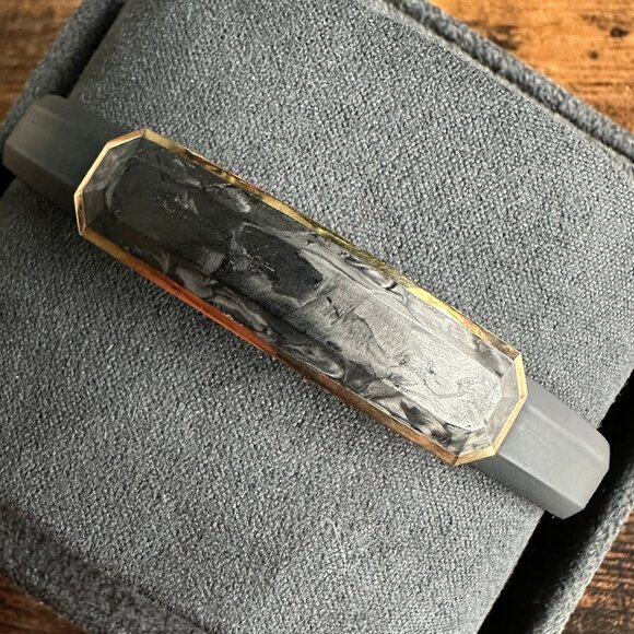 David Yurman Streamline ID Rubber Bracelet w/ Forged Carbon in 18K Gold - Medium - Picture 5 of 15